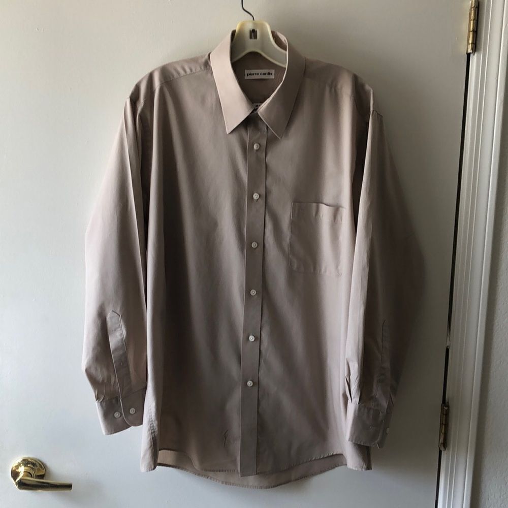 Pierre Cardin Long Sleeve Dress Shirt Size 16.5 Tan GUC